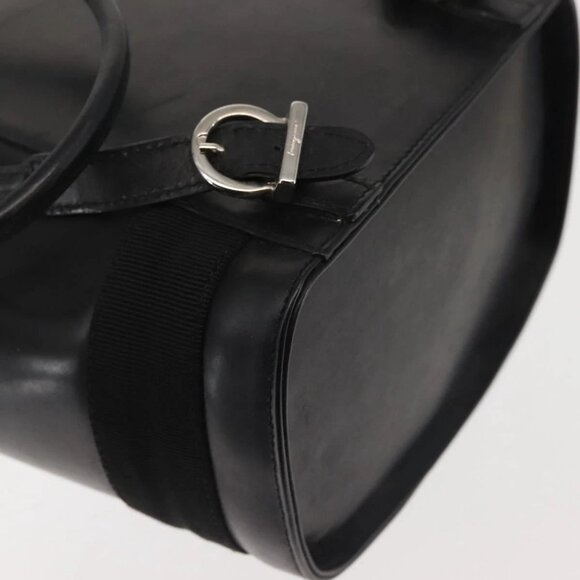 Salvatore Ferragamo Vala Backpack Leather Black Silver Auth bs29472 - Picture 5 of 16